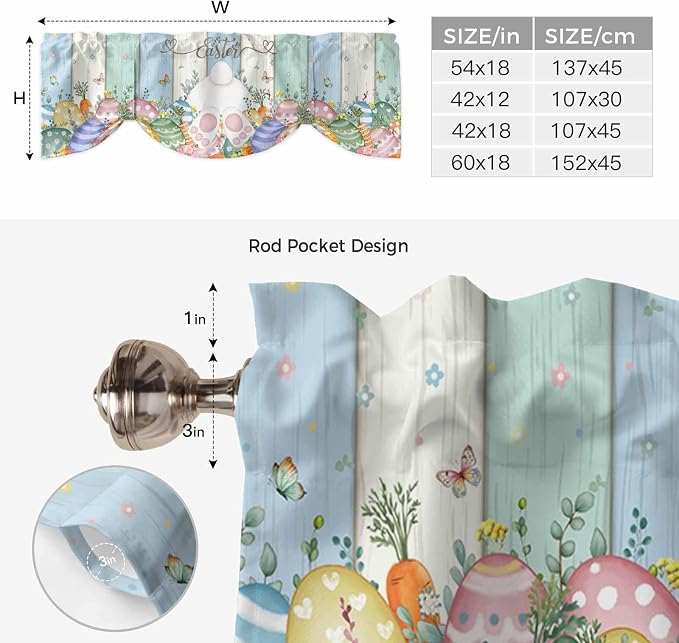 Easter Tie Up Valance Curtains for Windows, Kitchen Curtains Window Shades - Image 6