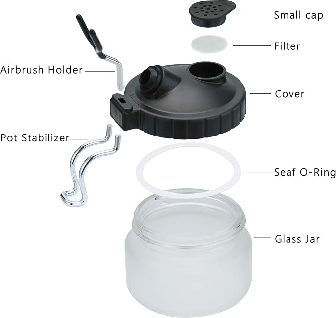 19 Piece Airbrush Cleaning Kit, Glass Airbrush Cleaning Pot - Image 3