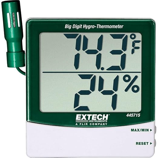 Extech 445715 Big Digit Remote-Probe Hygro-Thermometer | 10-99%RH, -10 to 60C by Extech