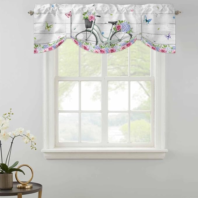 Spring Tie Up Valance Curtains for Windows, Kitchen Curtains Window Shades - Image 2