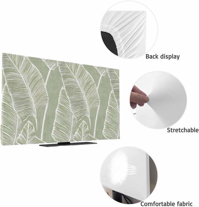 Tropical Plants Palm Leaf Indoor TV Cover, Elastic TV Screen Protector Retro - Image 7