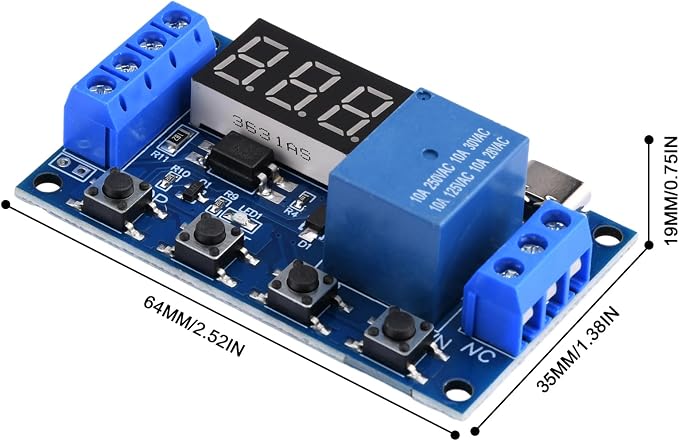 2Pcs 5V Type-C Timer Relay DC 6-30V Programmable Cycle Delay Timer Switch Module - Image 2