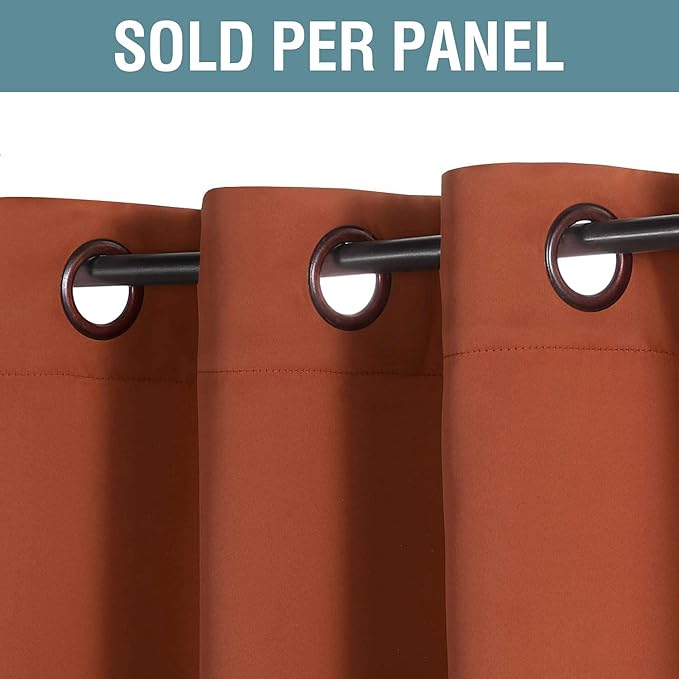 H.VERSAILTEX Blackout Curtain for Living Room Thermal Insulated Window Treatment Curtain 54 inch Length Energy Saving Solid Grommet Top Blackout Drape, One Panel, Orange, 52" W x 54" L
