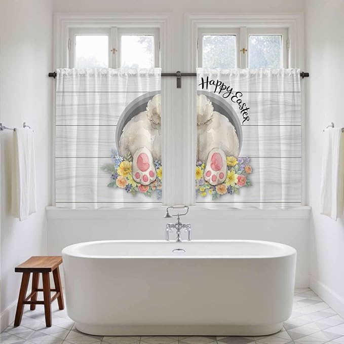 Easter Bunny Kitchen Curtains 54 Inch Long 2 Panel Set, Rod Pocket Window - Image 5