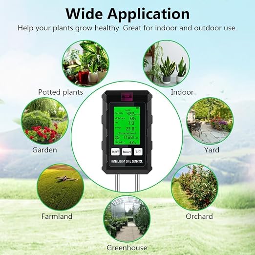 Soil Test Kit, 6-in-1 Soil Moisture Meter, pH Meter, Fertility Tester, Digital - Image 8