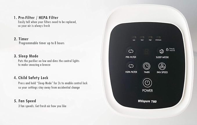 Whirlpool, WPT60P Whispure True Hepa Air Purifier, Activated Carbon Advanced - Image 3
