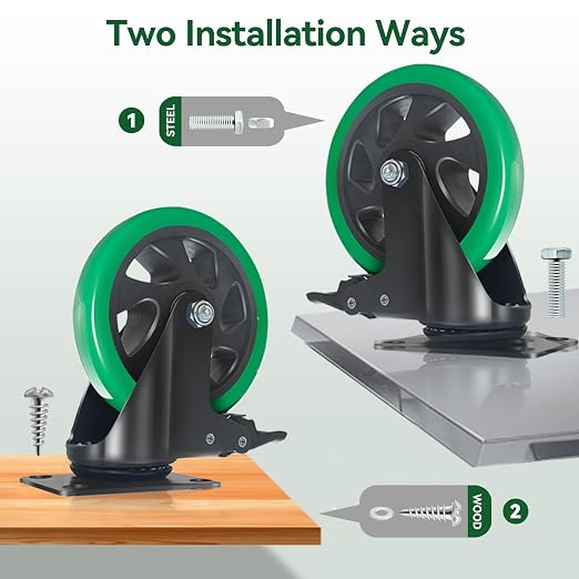 5 Inch Caster Wheels, Silent Polyurethane Castor Wheels - Image 6