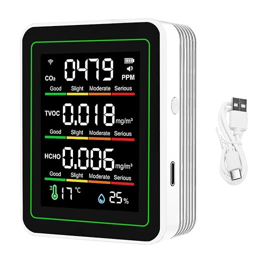 Aramox CO2 TVOC HCHO Indoor Air Quality Meter, 5 in 1 WiFi LCD Color Screen - Image 6