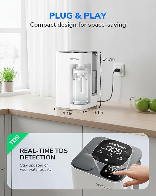 Ecoviva Mate 3 Countertop Reverse Osmosis Water Filter, 8-Stage RO Water - Image 3