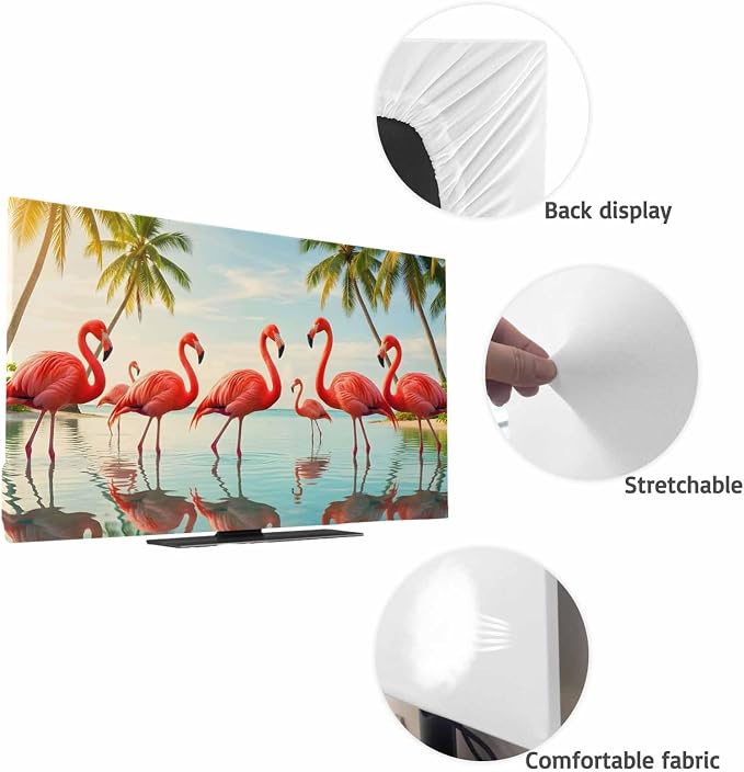 Summer Tropical Pink Flamingos Indoor TV Cover, Elastic TV Screen Protector - Image 7