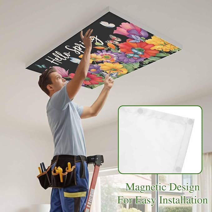 Fluorescent Light Covers for Ceiling Lights Hello Spring Magnetic Light Filters - Image 3