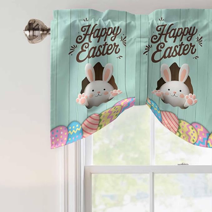 Green Easter Tie Up Valance Curtains - Image 4