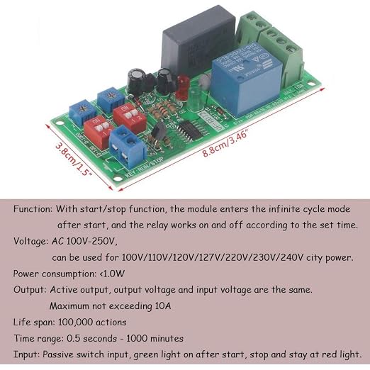 1PCS Infinite Cycle Delay Timing Timer Relay Switch Turn ON/Off Module 0.5s ~ - Image 3