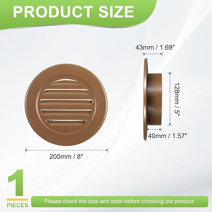 PATIKIL 5" Round Air Vent, Louver Grille Cover Aluminum Alloy Soffit Vent HVAC - Image 2