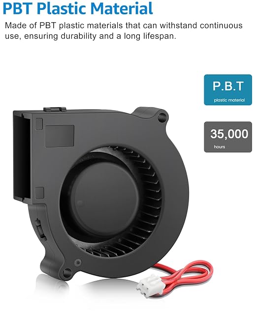 GDSTIME 75mm x 25mm Blower 12V, 7525 DC Brushless Turbo Cooling Fan 2-Pin 2-Pack - Image 5