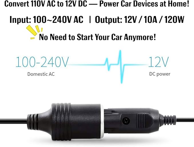 110V AC to DC 12V Converter, 10A/120W Power Adapter - Image 2