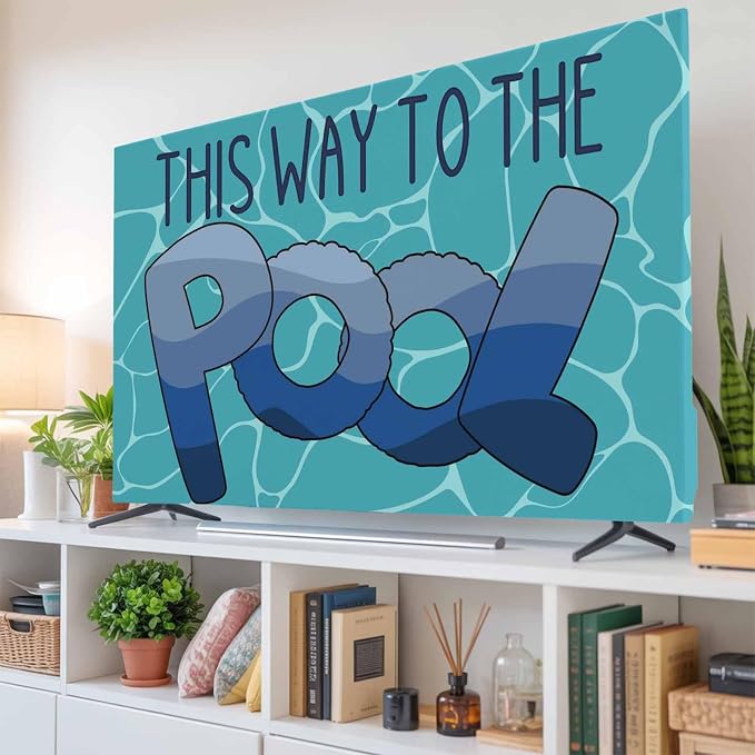 Blue Water Ripples Indoor TV Cover, Elastic TV Screen Protector Gradient This - Image 6