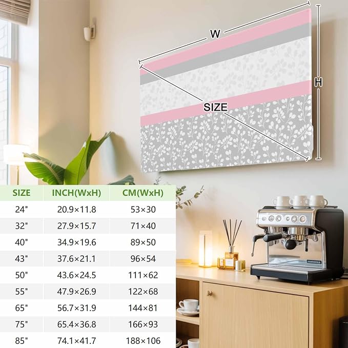 Watercolor Flower Leaf Plant Indoor TV Cover, Elastic TV Screen Protector - Image 3