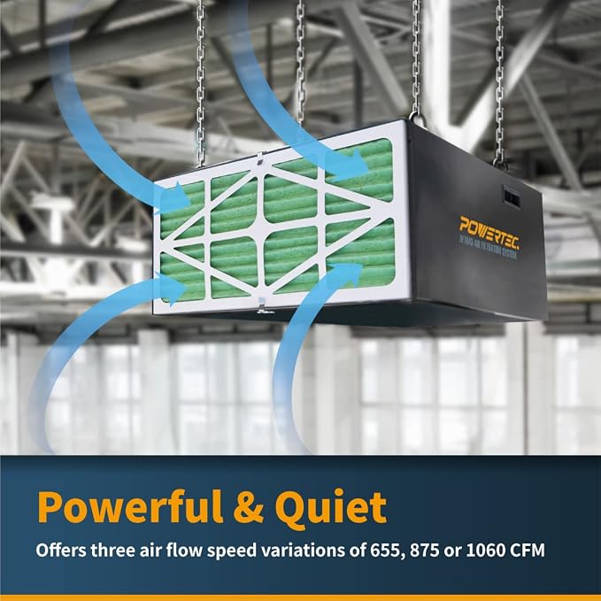 POWERTEC AF1045 3-Speed Remote Controlled Air Filtration System, Hanging Air - Image 4