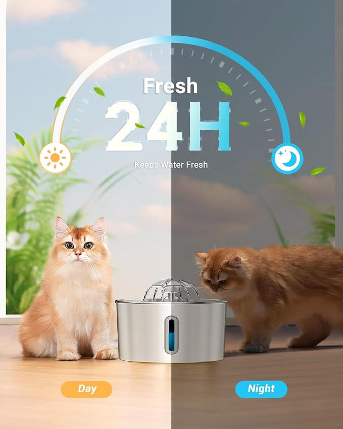 Stainless Steel Cat Water Fountain - 108oz/3.2l Metal Pet Water Bowl Dispenser - Image 5