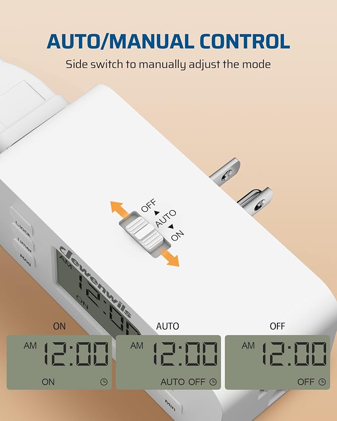 DEWENWILS 24 Hour Programmable Digital Timer Outlet, 2 Pack Timers - Image 2