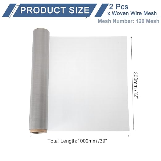 uxcell 2Pcs 120 Mesh 39" x 12" Woven Wire Mesh, 304 Stainless Steel Air Vent - Image 2