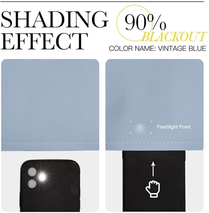 NICETOWN Room Darkening Curtain Panels - Home Fashion Ring Top Thermal Insulated Room Darkening Curtains for Bedroom/Living Room (2 Panels, 80" Wide by 95" Long, Vintage Blue)