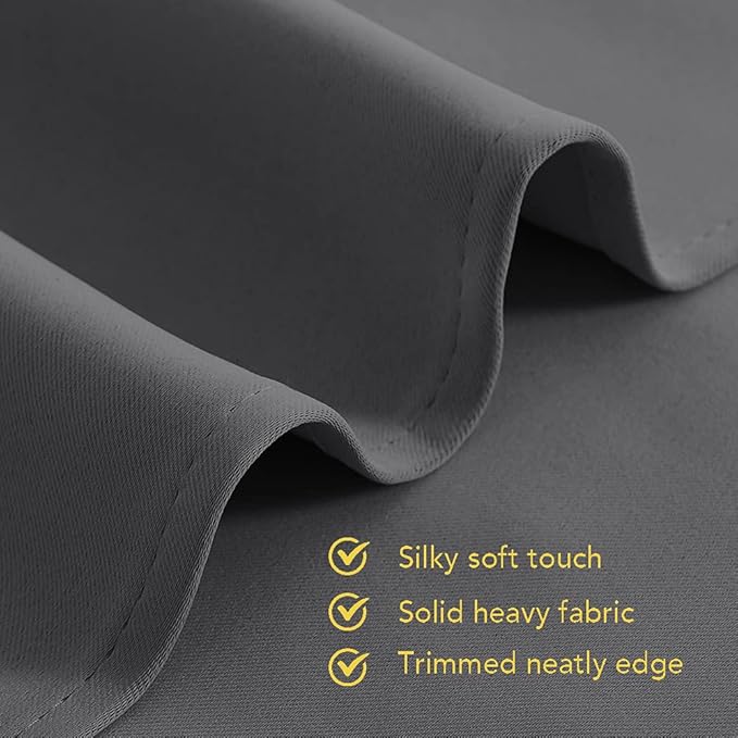 NICETOWN Bedroom Curtains Blackout Drapery Panels, Three Pass Microfiber Thermal Insulated Solid Ring Top Blackout Window Curtains/Drapes (Two Panels, 70 x 108 inches, Gray)