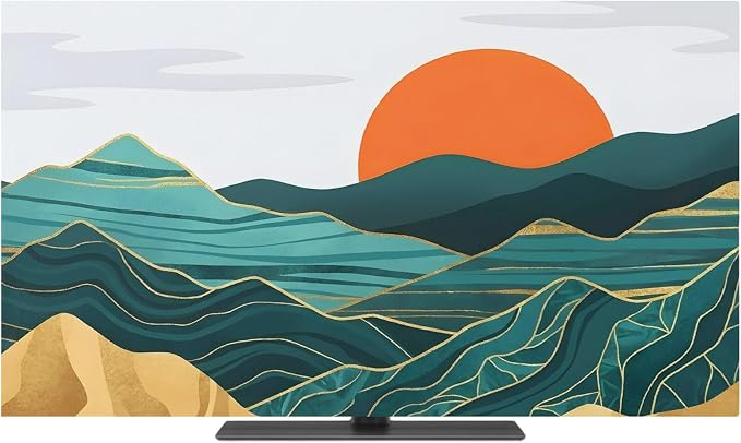 Abstract Mountain Range Sun Indoor TV Cover, Elastic TV Screen Protector by Unknown