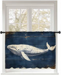 Sheer Curtains 45 Inch Length, Ocean Vintage Whale Semi Sheer Curtains Light by Unknown