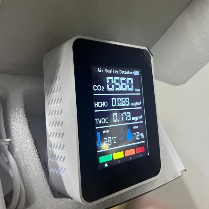 Air Quality Monitor, CO2 Monitor, 5in1 Indoor CO2 Detector Formaldehyde HCHO - Image 9