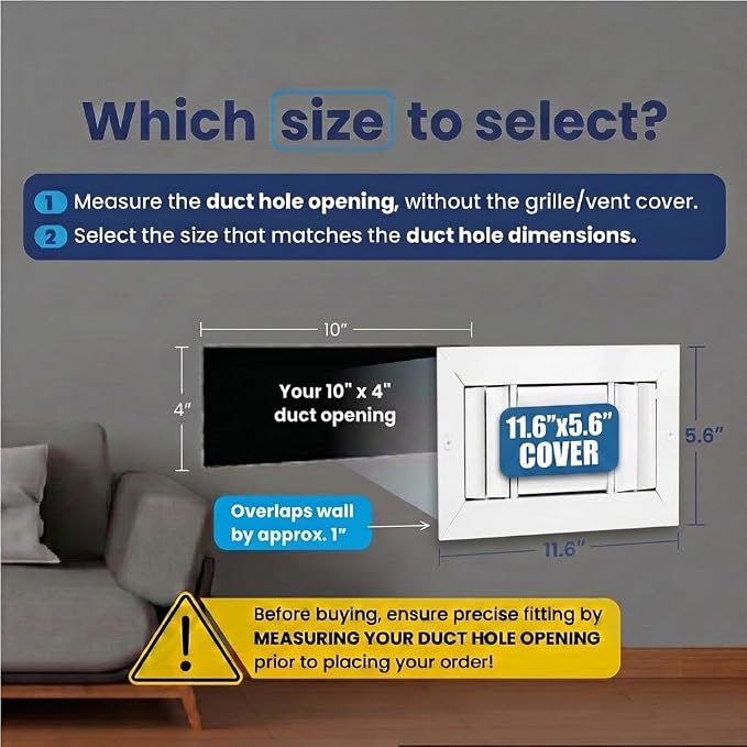 10x4 Aluminum 3-Way Air Vent Register HVAC Wall Ceiling Duct Cover Quiet - Image 2