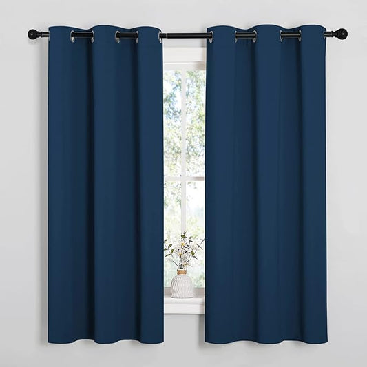 NICETOWN Bedroom Curtain Panels Blackout Draperies, Thermal Insulated Solid Grommet Blackout Curtains/Drapes (Moroccan Blue, 1 Pair, 29 by 40-inch)