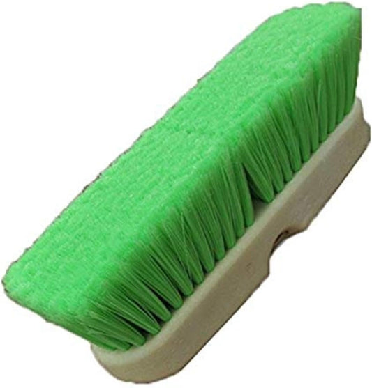 Hub City Industry 10- inch Car Wash Brush, Soft Nylon Bristle, car Accessories, Cleaning Supplies, Automotive wash Brush, Commercial Vehicle Scrub Brush, Flagged Green Poly Bristle