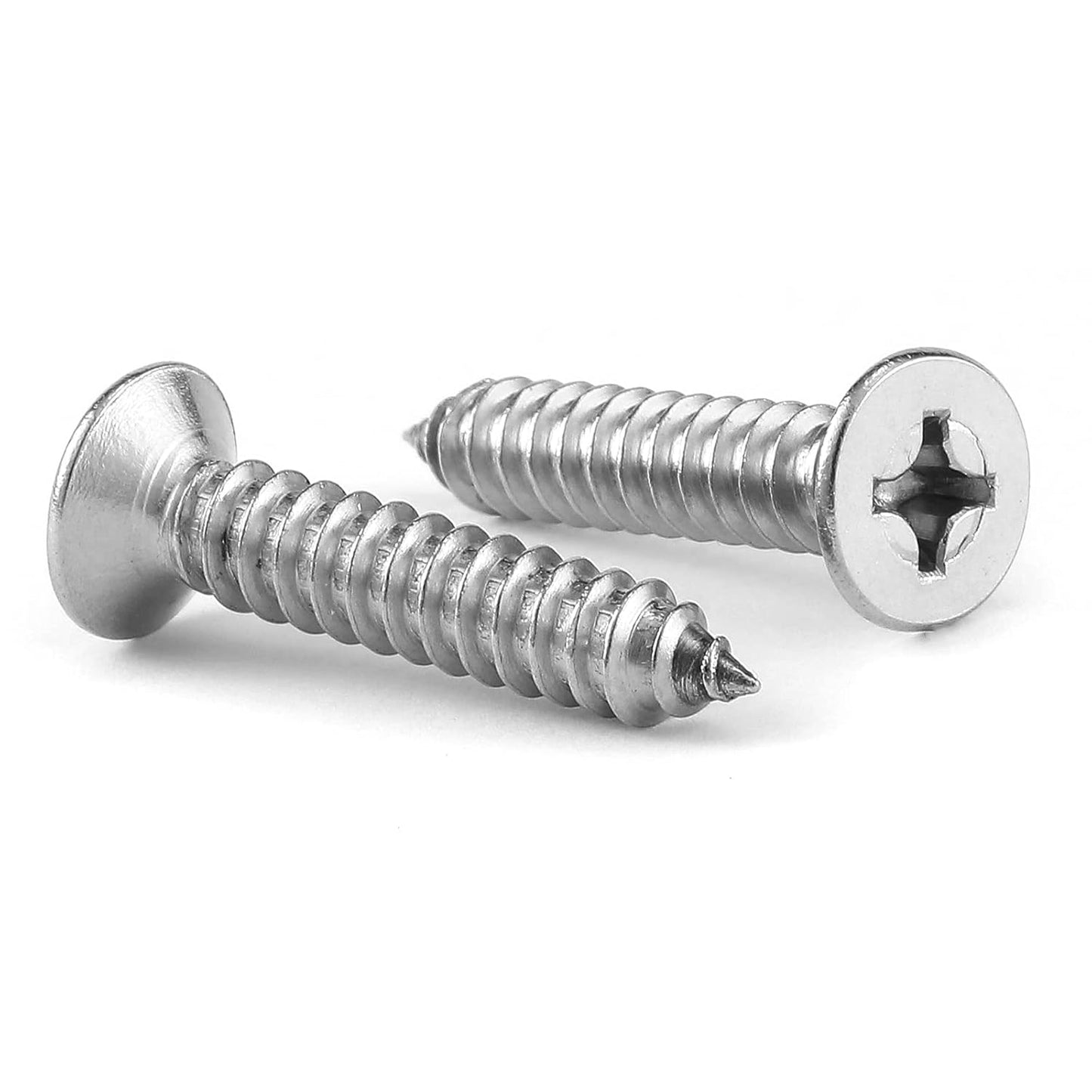 #4 x 3/4" Wood Screw 100Pcs 18-8 (304) Stainless Steel Screws Flat Head Phillips Fast Self Tapping Drywall Screws by SG TZH