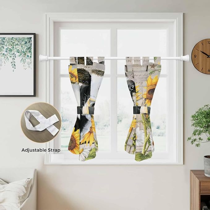 Yellow Sunflowers Bedroom Curtains 63 Inch Length, Window Curtains Tab Top - Image 5