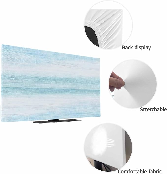 Modern Summer Light Blue Indoor TV Cover, Elastic TV Screen Protector Pastoral - Image 7