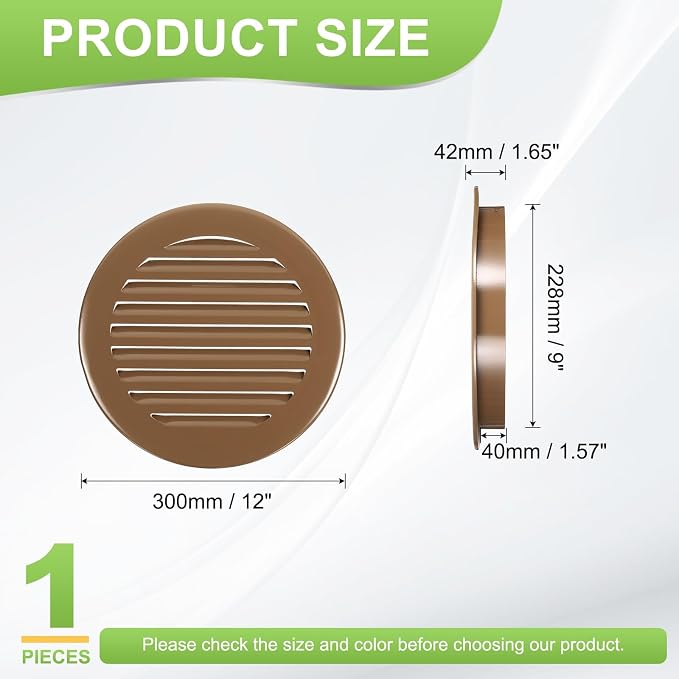 PATIKIL 9" Round Air Vent, Louver Grille Cover Aluminum Alloy Soffit Vent HVAC - Image 2