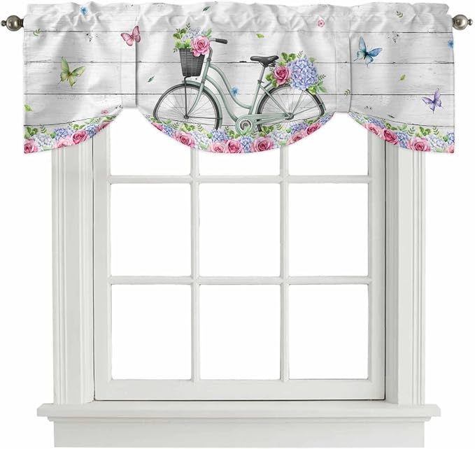 Spring Tie Up Valance Curtains for Windows, Kitchen Curtains Window Shades by Unknown
