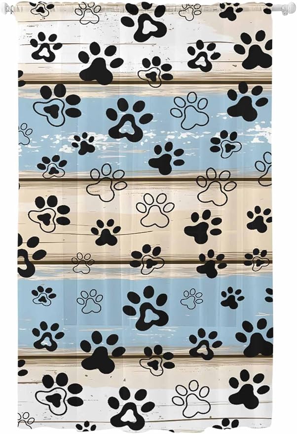 Sheer Curtains 108 Inches Long, Vintage Farmhouse Rustic Wooden Grain Privacy by Unknown
