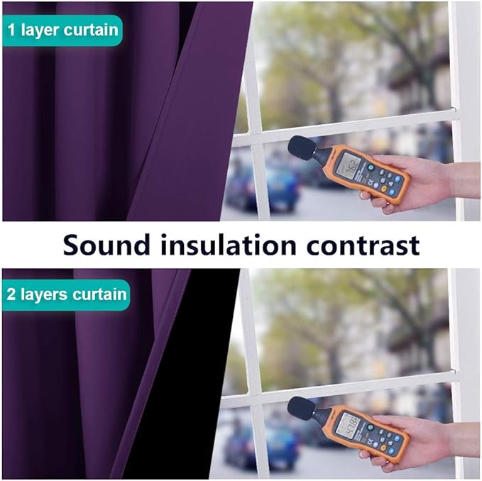 NICETOWN Royal Purple Full Shade Curtain Panels, 62 x 72 inch, Pair of Energy Smart & Noise Blocking Out Blackout Drapes for Dining Room Window, Thermal Insulated Guest Room Lined Window Dressing
