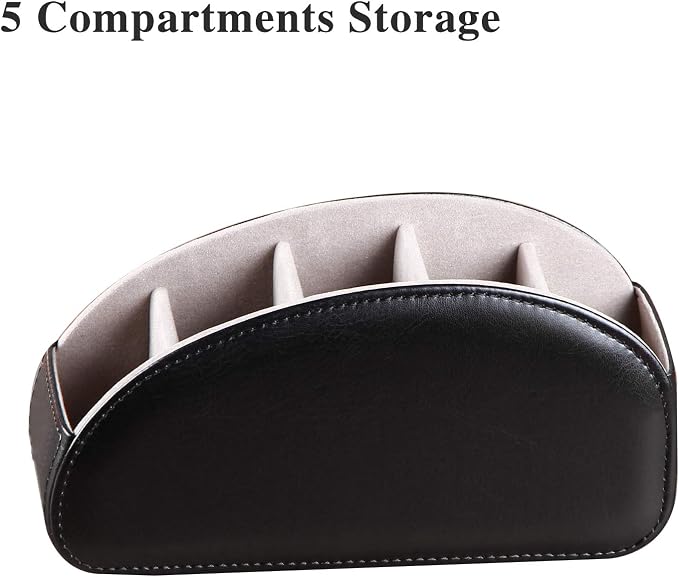 YAPISHI Large Leather TV Remote Control Holder Organizer Black - Image 4