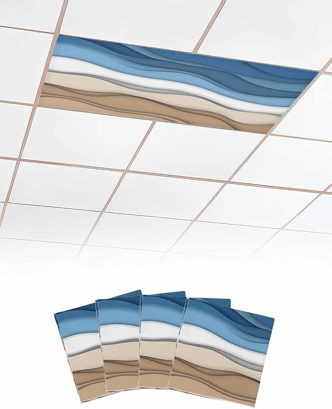 Yukro 4 Pack Blue Ombre Fluorescent Light Covers Blue Brown White Gradient by Unknown