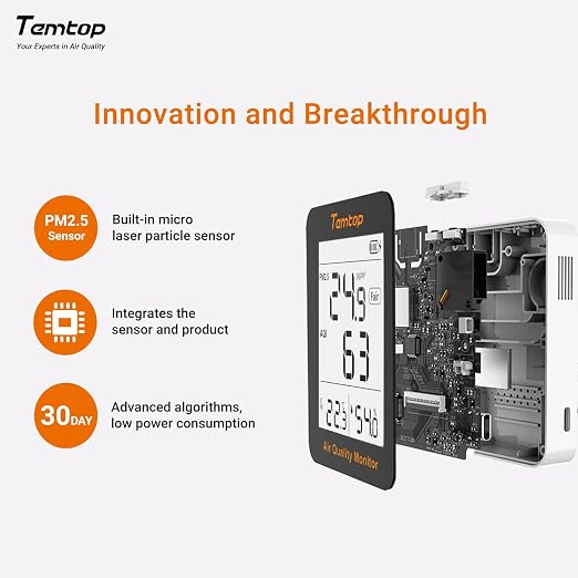 Temtop Air Quality Monitor, Indoor Thermometer Portable AQI PM2.5, Temperature - Image 4