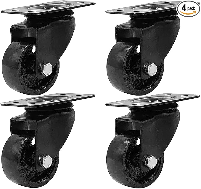 FactorDuty Set of 4 Metal Swivel Plate Caster Wheels by FactorDuty