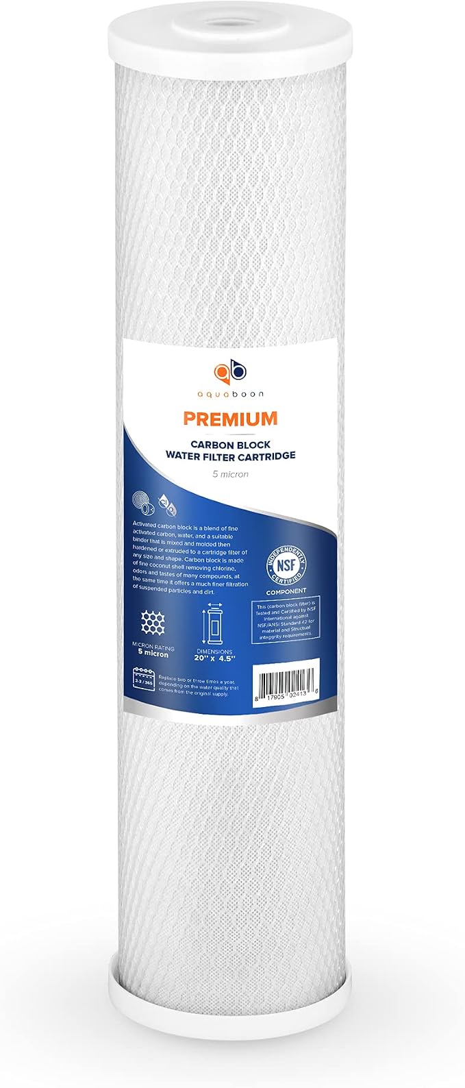 Aquaboon 5 Micron 20 x 4.5 Premium CTO Activated Carbon Water Filter Cartridge - Image 8