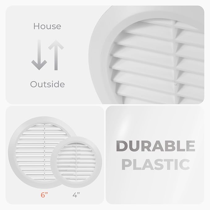 6" Inch White Round Air Vent Cover - Image 4