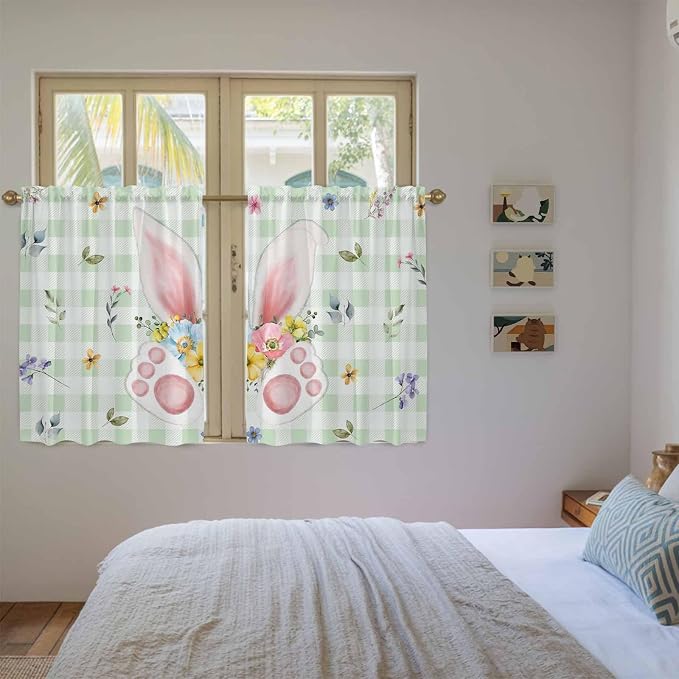 Easter Kitchen Curtains 54 Inch Long 2 Panel Set, Rod Pocket Window Curtains - Image 4