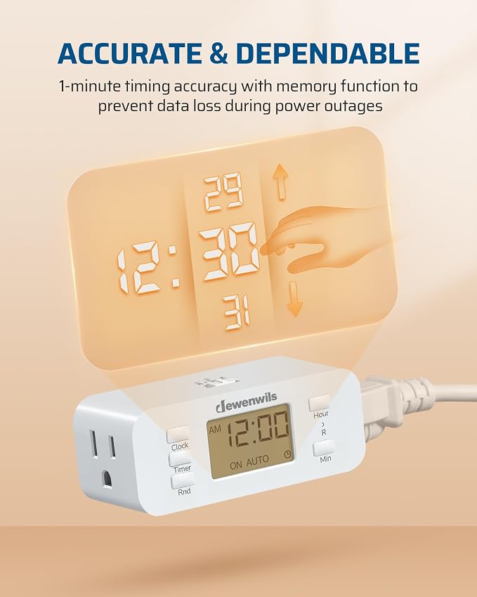 DEWENWILS 24 Hour Programmable Digital Timer Outlet, 2 Pack Timers - Image 5