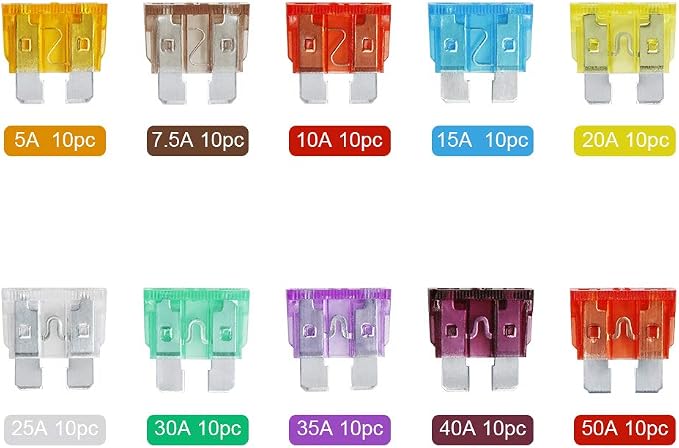 AHL 100PCS Standard Fuses Kit, Car Fuses Assortment Kit, Standard Blade Fuses - Image 2